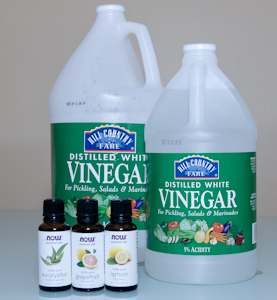 photo of cleaning vinegar and essential oils